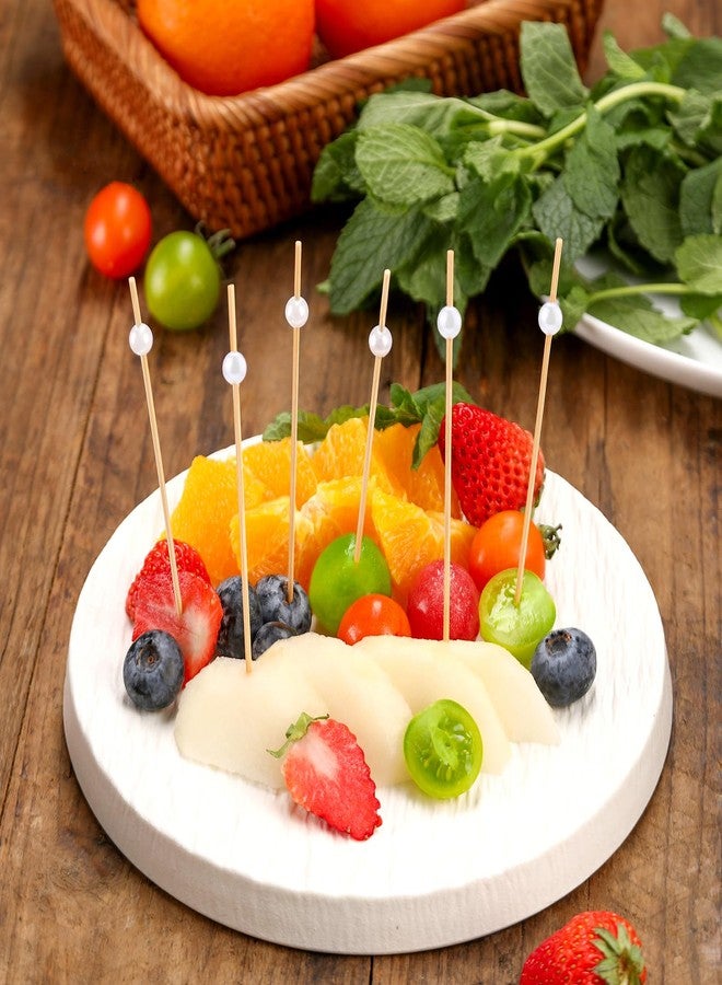CJFocus 200 Pack Cocktail Picks 4.7 Inch, Bamboo Toothpicks for Appetizers, Fruit, Charcuterie, Drinks, Fancy Wooden Mini Food Skewers Party Favor, White Ball Decorative - Image 5